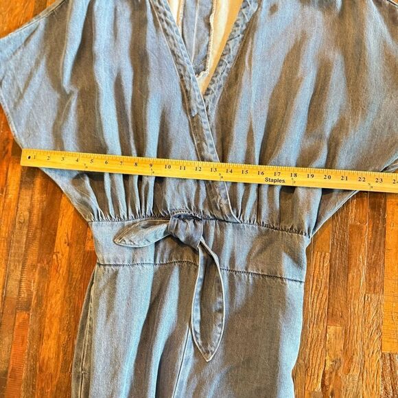 SPLENDID women’s chambray tie jumpsuit neck, tie waist pocket size x-large - Picture 5 of 13